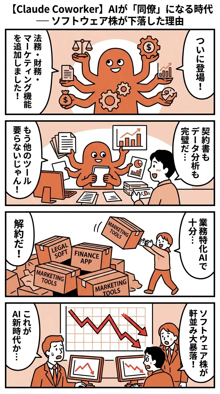 【Claude Coworker】AIが「同僚」になる時代 — ソフトウェア株が下落した理由