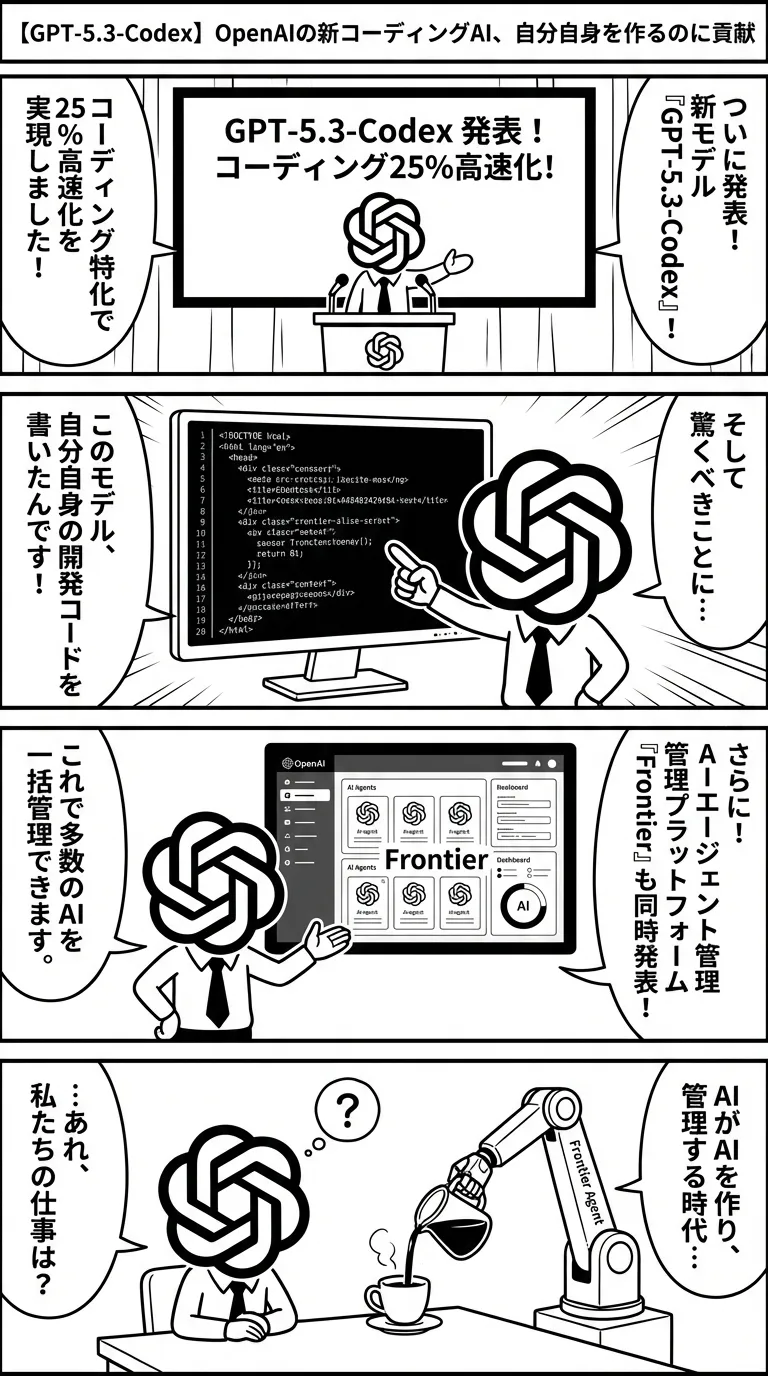 【GPT-5.3-Codex】OpenAIの新コーディングAI、自分自身を作るのに貢献