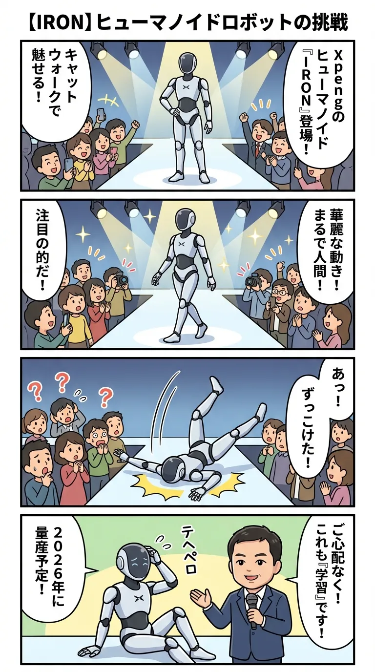 【IRON】Xpengのヒューマノイドロボット、ステージで転倒も注目集める