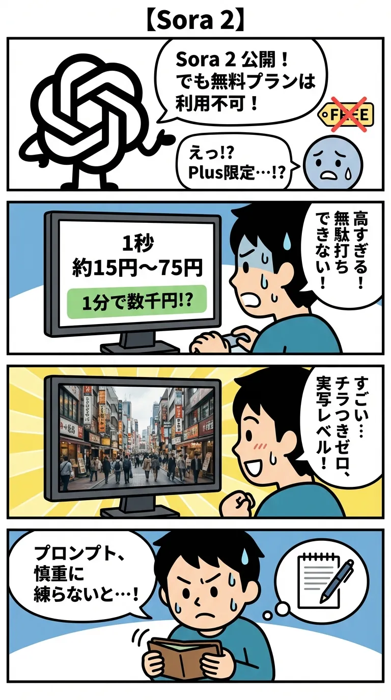 【Sora 2】AI動画生成が有料化、無料時代の終焉
