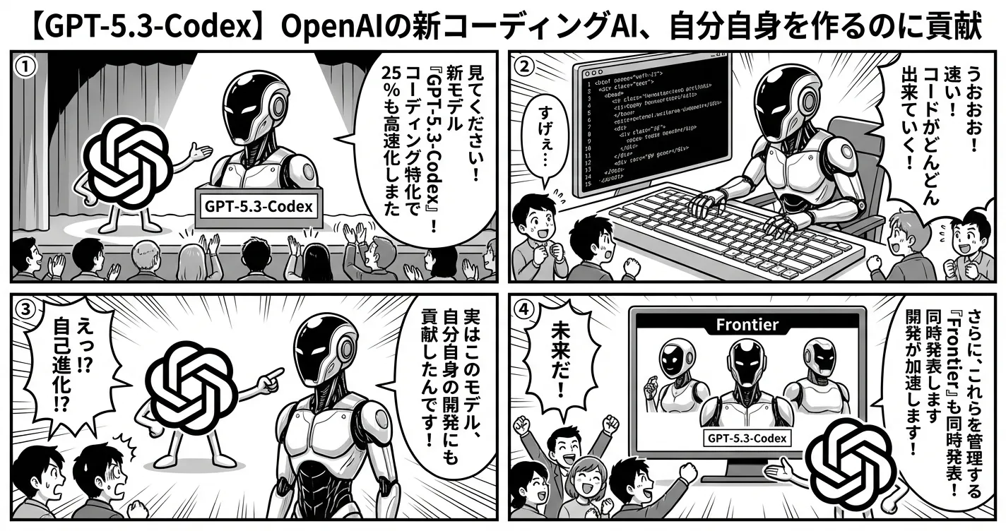 【GPT-5.3-Codex】OpenAIの新コーディングAI、自分自身を作るのに貢献