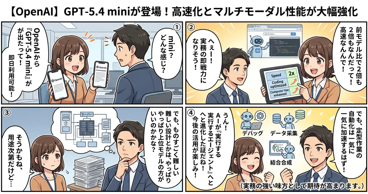 【OpenAI】GPT-5.4 miniが登場！高速化とマルチモーダル性能が大幅強化