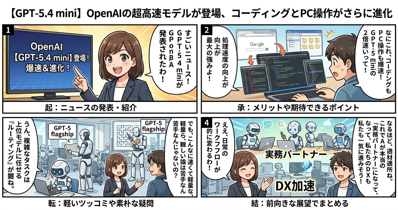 【GPT-5.4 mini】OpenAIの超高速モデルが登場、コーディングとPC操作がさらに進化