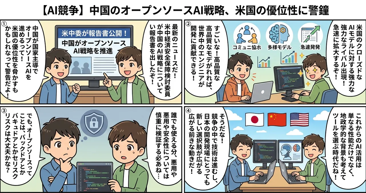 【AI競争】中国のオープンソースAI戦略、米国の優位性に警鐘
