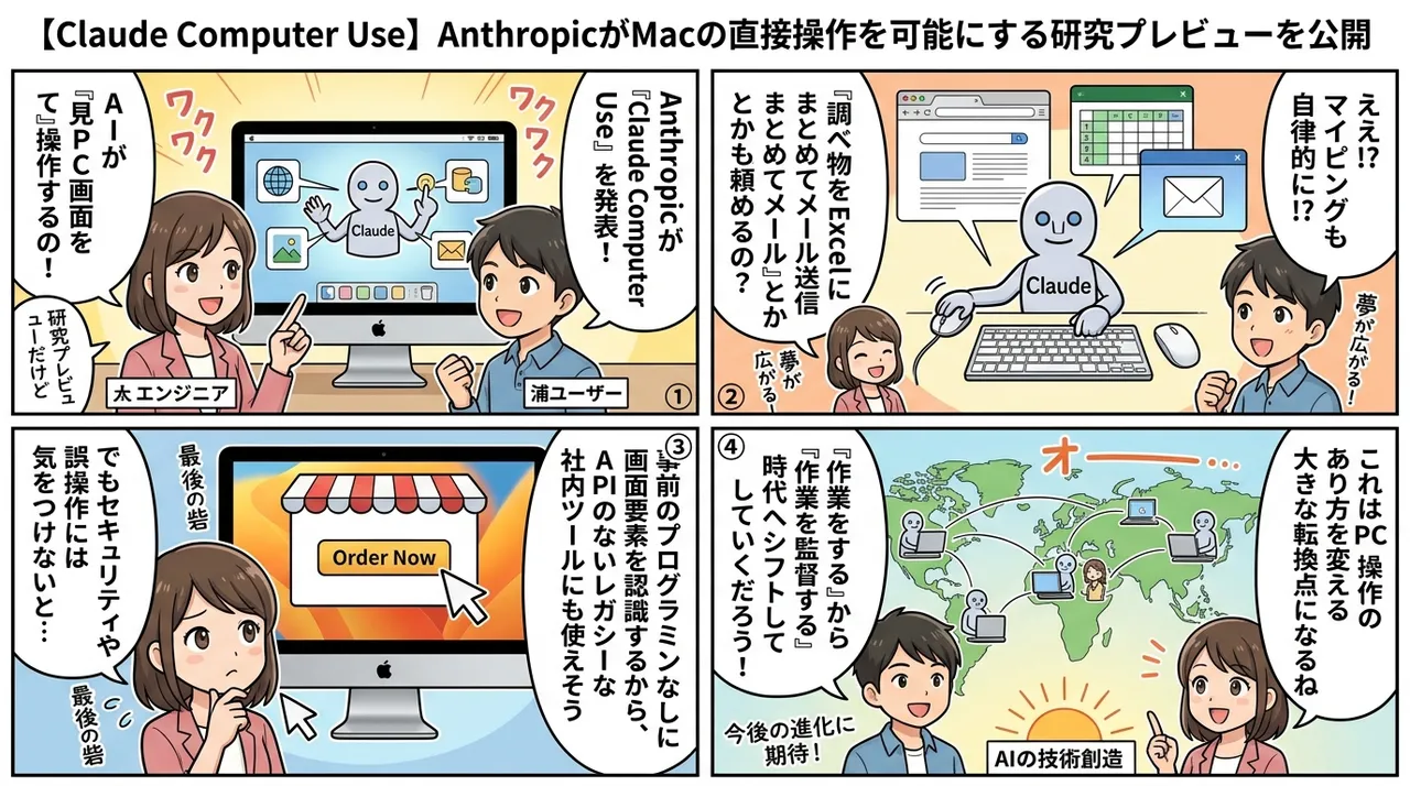 【Claude Computer Use】AnthropicがMacの直接操作を可能にする研究プレビューを公開