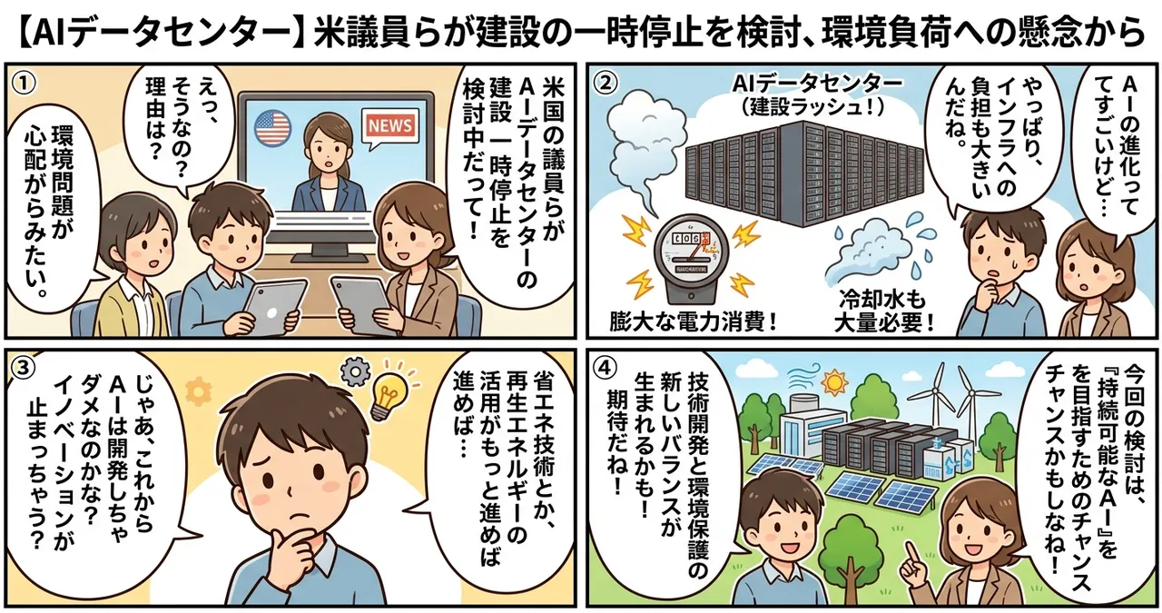 【AIデータセンター】米議員らが建設の一時停止を検討、環境負荷への懸念から