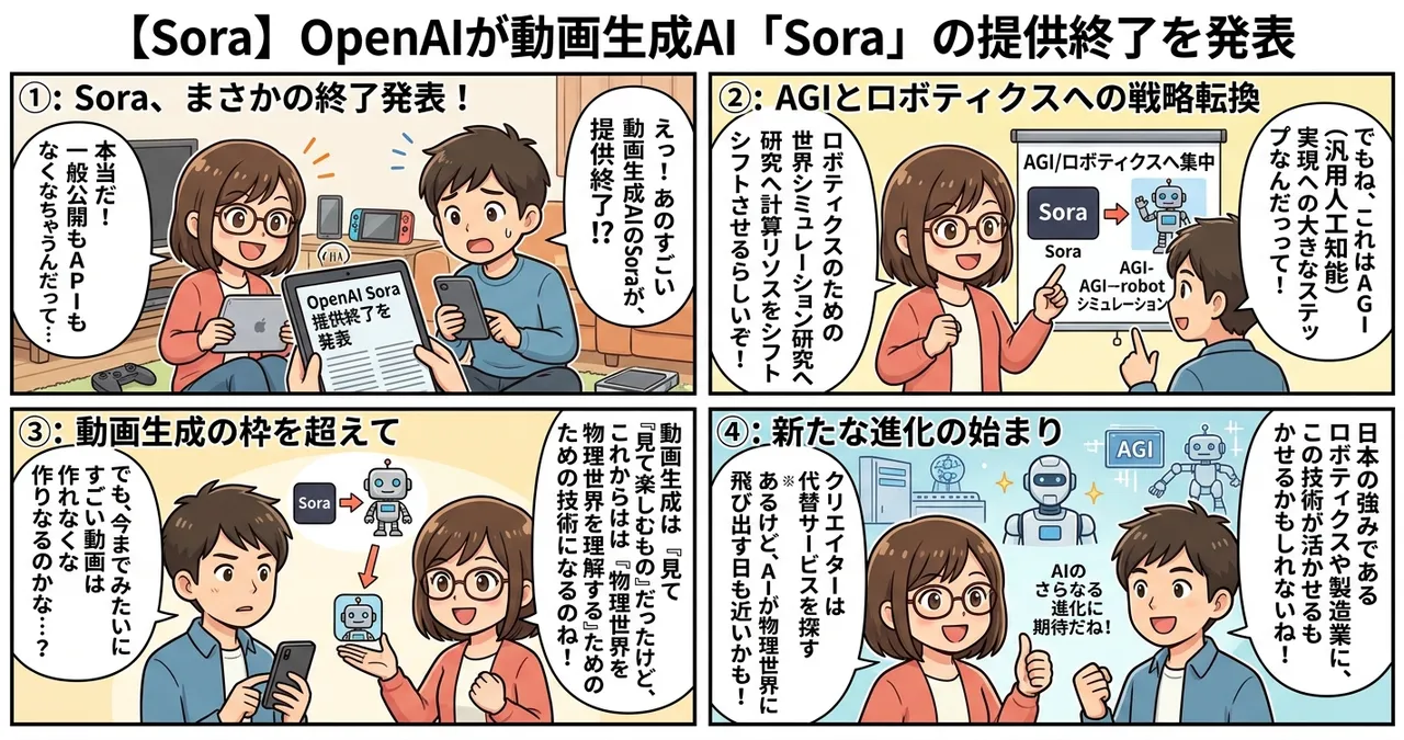 【Sora】OpenAIが動画生成AI「Sora」の提供終了を発表
