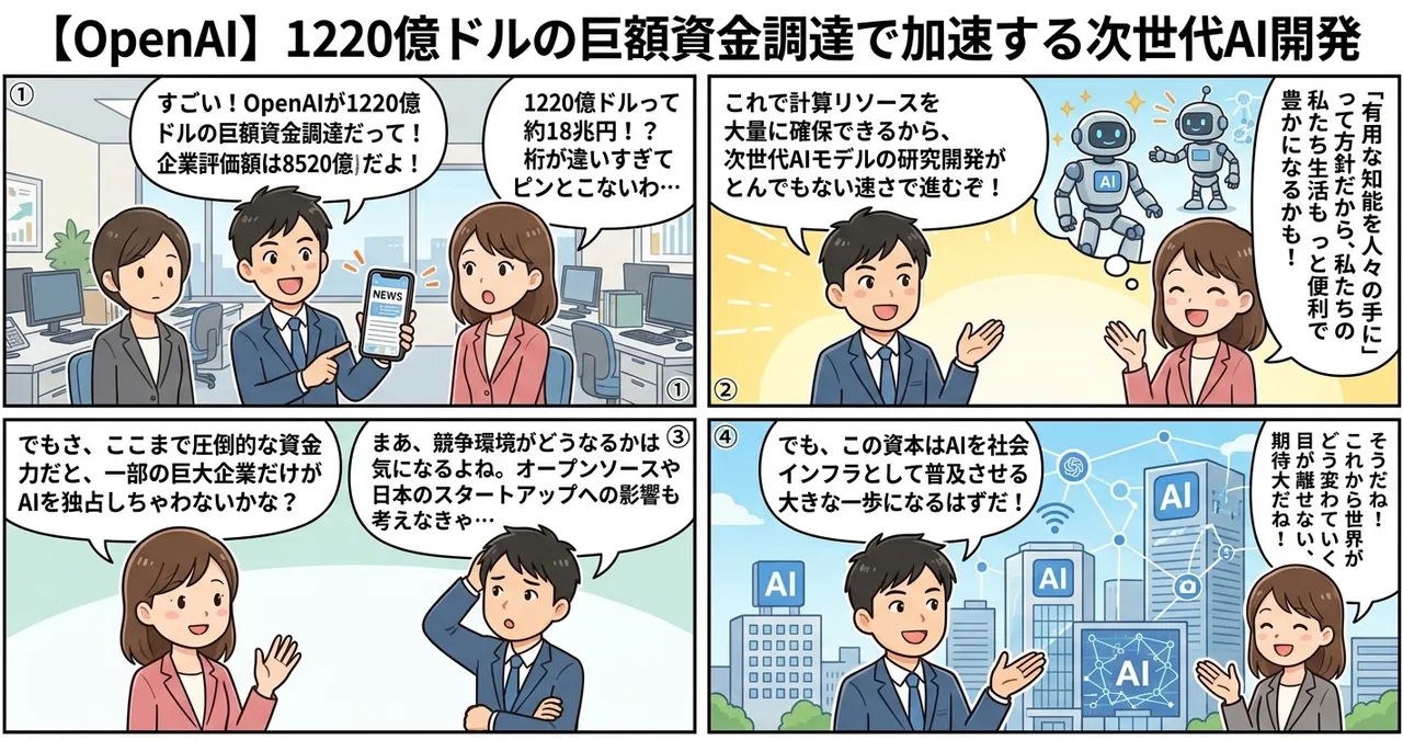 【OpenAI】1220億ドルの巨額資金調達で加速する次世代AI開発