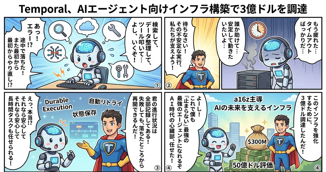 【Temporal】AIエージェントの「心臓部」を守る？3億ドルの大型調達が示すインフラの重要性