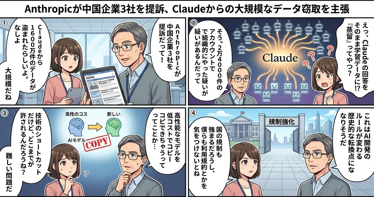 【Anthropic】中国AI企業3社を提訴、1600万件のデータ窃取を主張