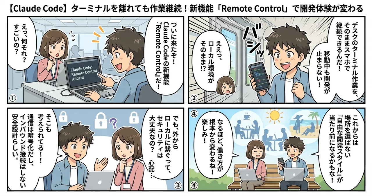 【Claude Code】ターミナルを離れても作業継続！新機能「Remote Control」で開発体験が変わる