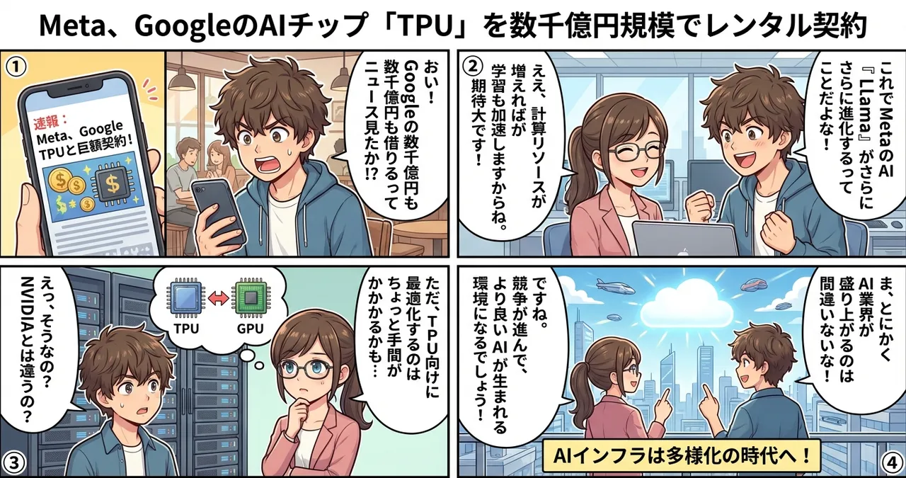【Meta】GoogleのAIチップ「TPU」を数千億円規模でレンタル契約