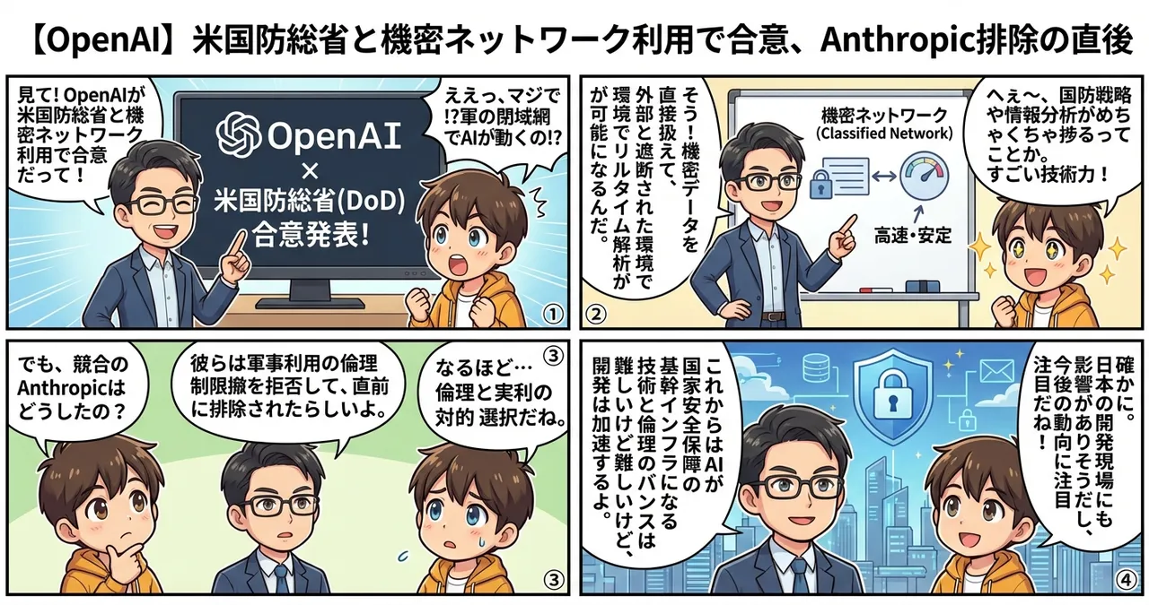 【OpenAI】米国防総省と機密ネットワーク利用で合意、Anthropic排除の直後