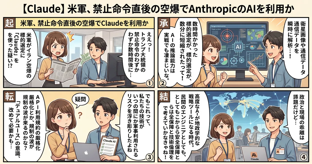【Claude】米軍、禁止命令直後の空爆でAnthropicのAIを利用か