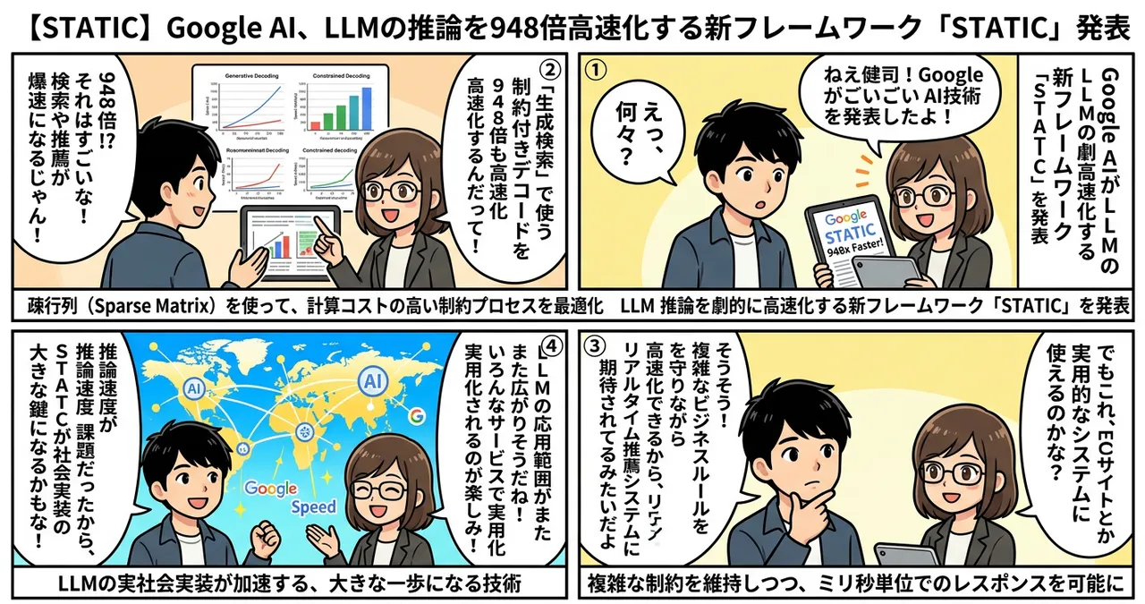 【STATIC】Google AI、LLMの推論を948倍高速化する新フレームワーク「STATIC」発表