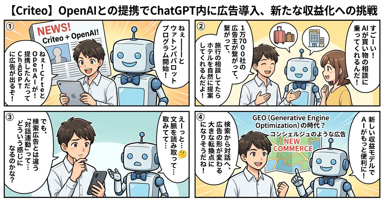 【Criteo】OpenAIとの提携でChatGPT内に広告導入、新たな収益化への挑戦