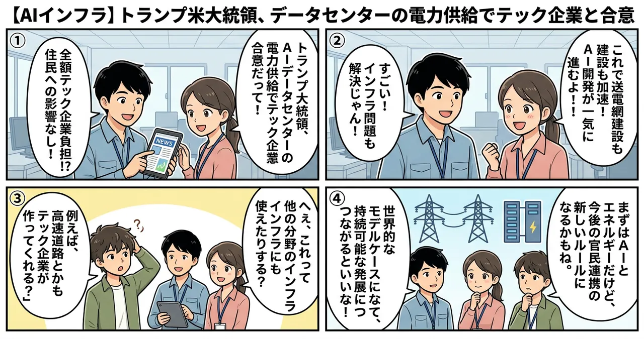 【AIインフラ】トランプ米大統領、データセンターの電力供給でテック企業と合意