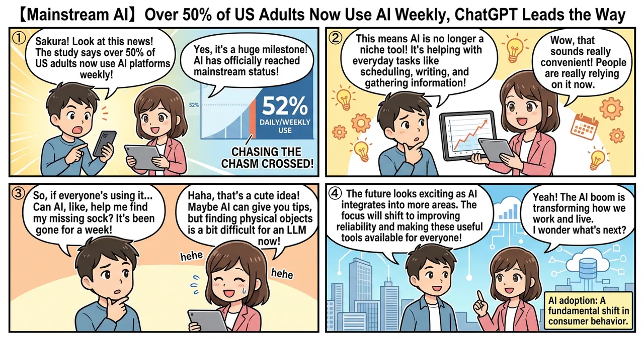 [Mainstream AI] Over 50% of US Adults Now Use AI Weekly, ChatGPT Leads the Way