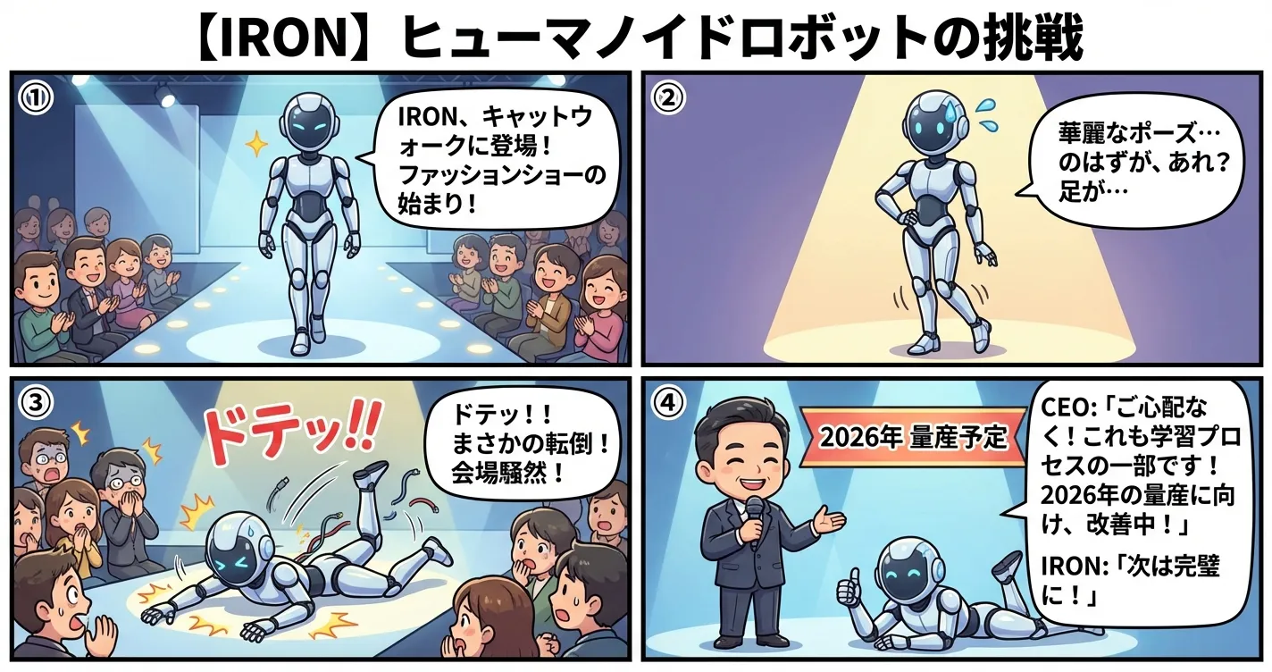 【IRON】Xpengのヒューマノイドロボット、ステージで転倒も注目集める