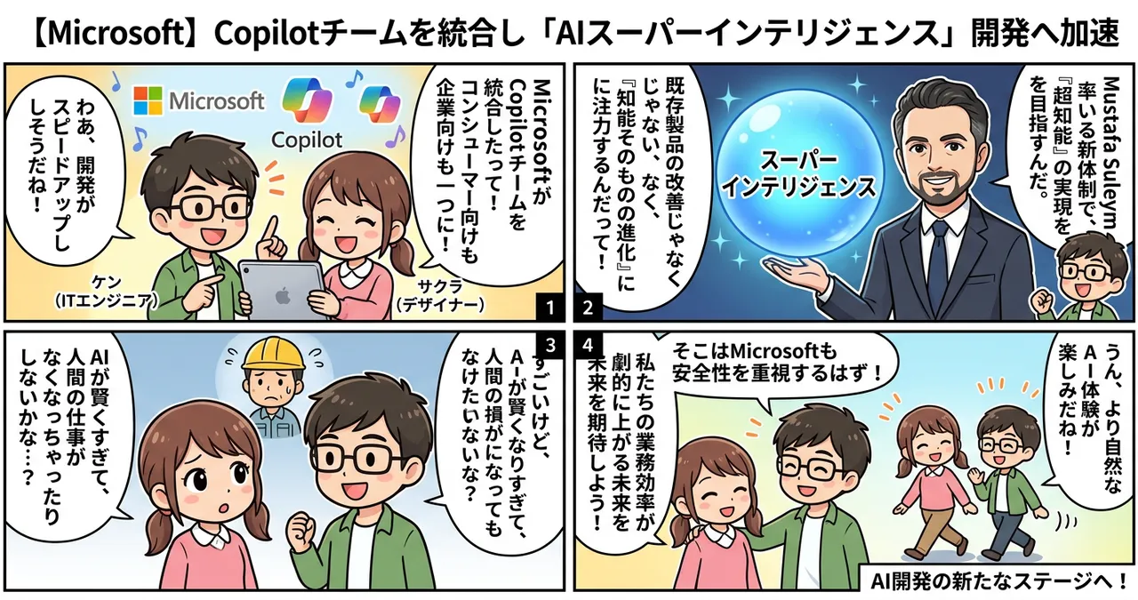 【Microsoft】Copilotチームを統合し「AIスーパーインテリジェンス」開発へ加速