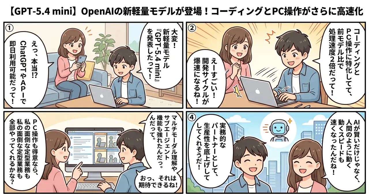 【GPT-5.4 mini】OpenAIの新軽量モデルが登場！コーディングとPC操作がさらに高速化