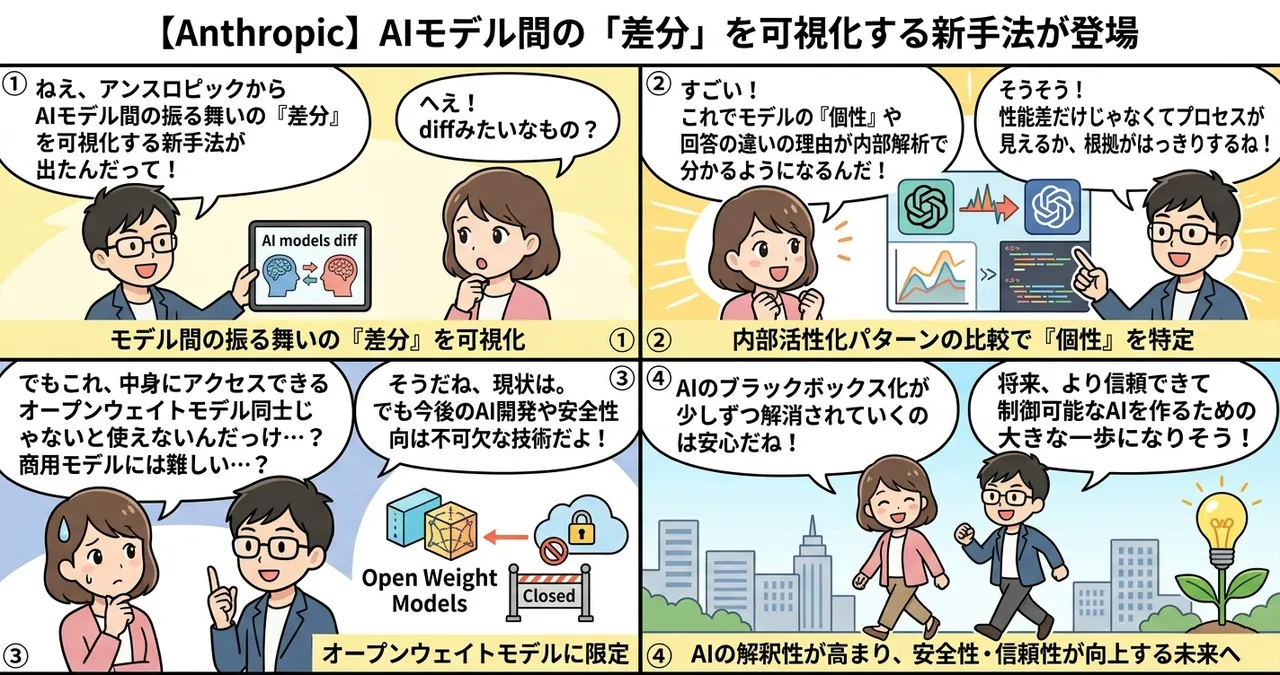 【Anthropic】AIモデル間の「差分」を可視化する新手法が登場