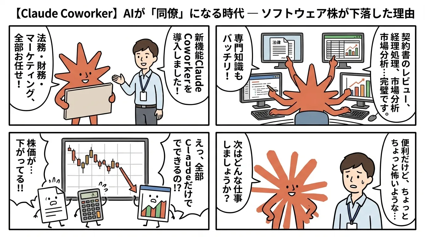 【Claude Coworker】AIが「同僚」になる時代 — ソフトウェア株が下落した理由