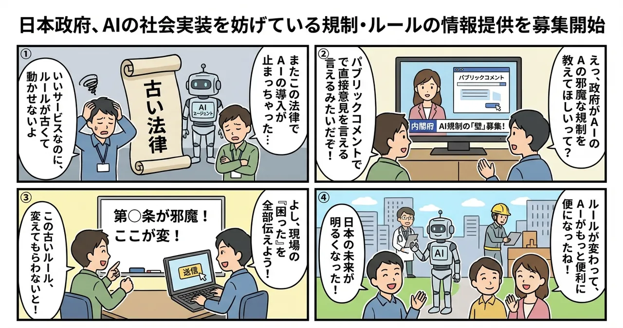 【日本政府】AIの社会実装を阻む「壁」を募集！規制緩和への大きな一歩