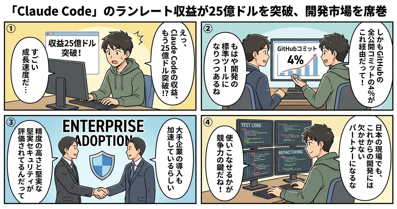 【Claude Code】収益25億ドル突破！GitHubコミットの4%を占める驚異の成長