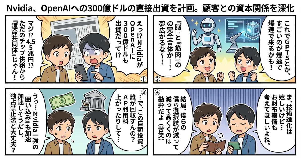 【Nvidia】OpenAIへ300億ドルの巨額出資へ！「チップ供給」から「運命共同体」へ