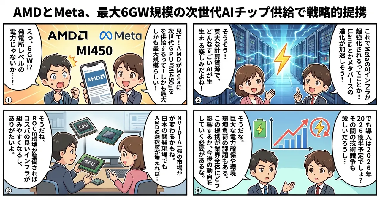 【AMD】Metaと戦略的提携、次世代AIチップ「MI450」供給でインフラを刷新