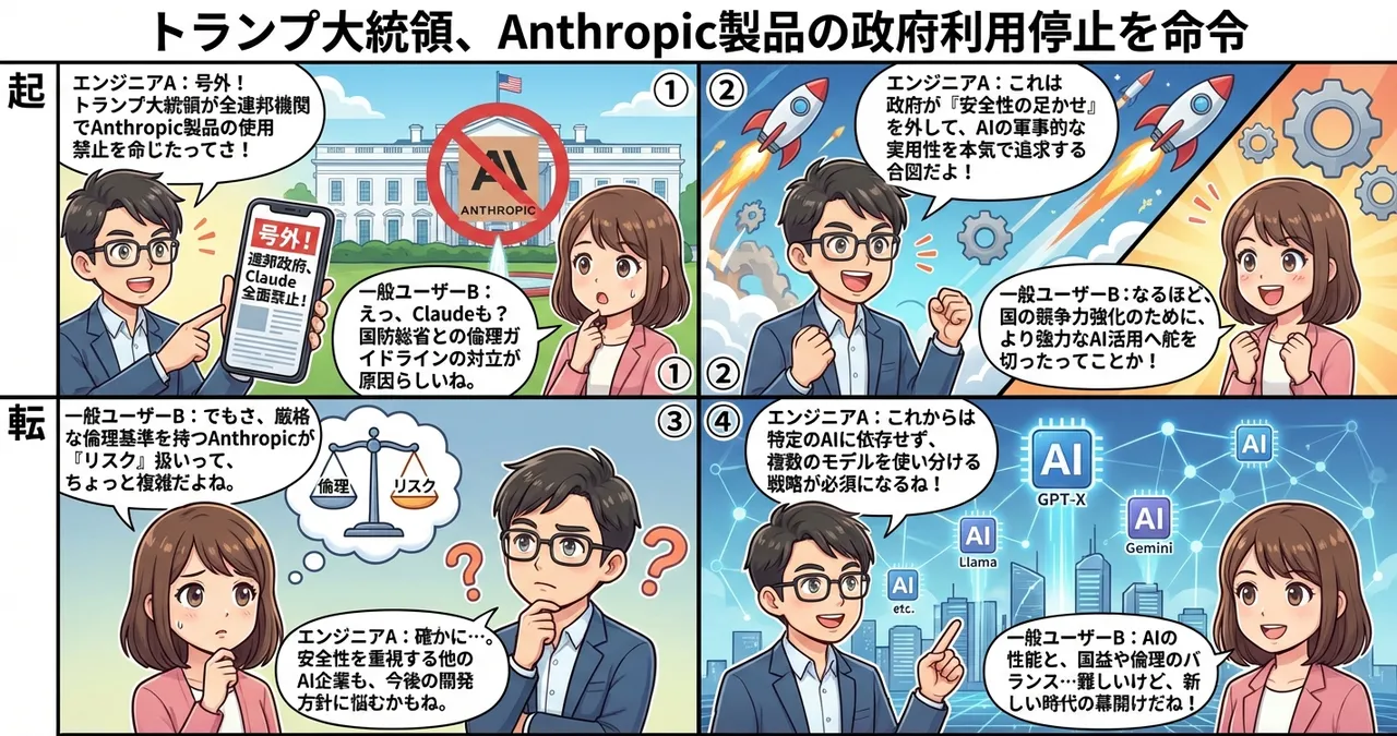 【Anthropic】トランプ大統領、連邦政府機関でのAnthropic製品利用を全面禁止