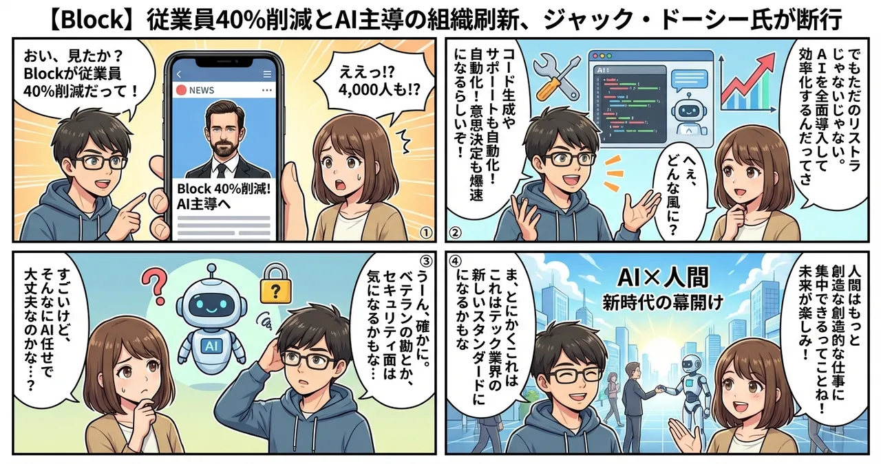 【Block】従業員40%削減とAI主導の組織刷新、ジャック・ドーシー氏が断行