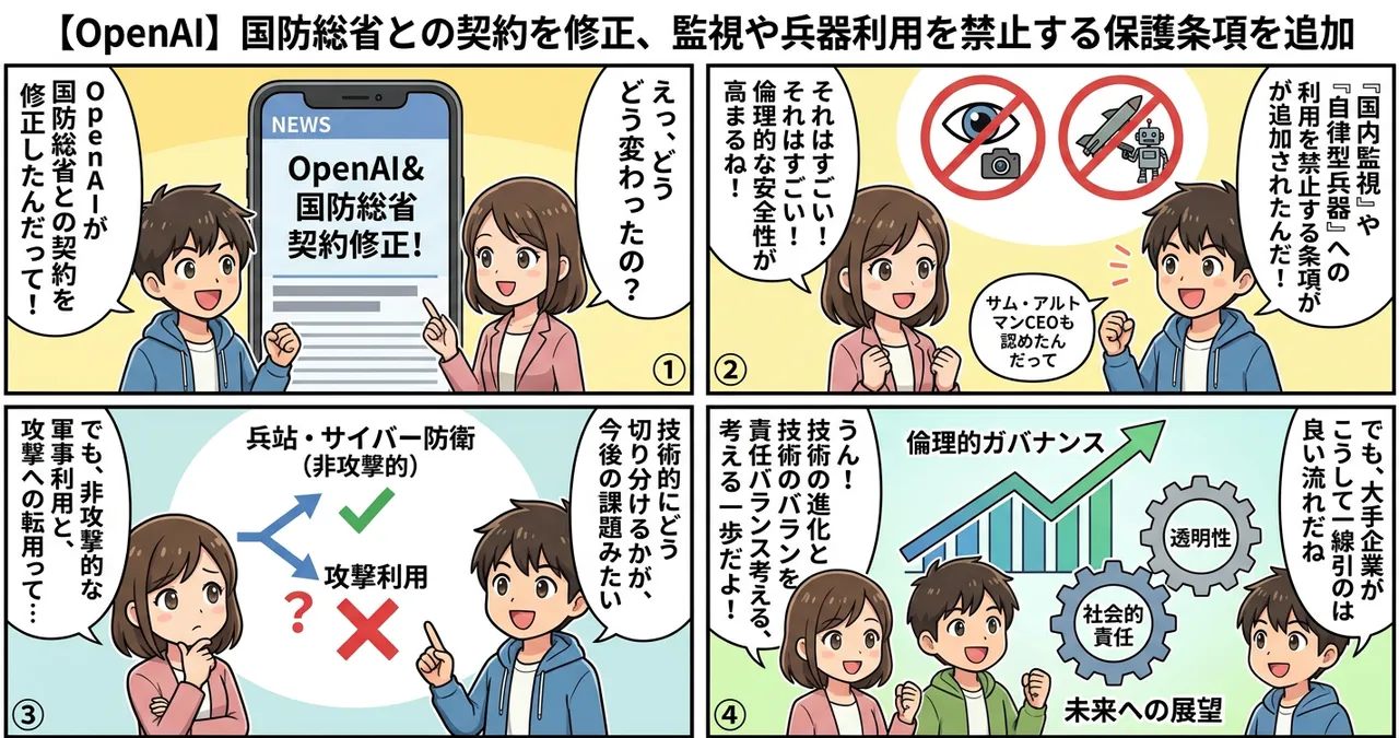 【OpenAI】国防総省との契約を修正、監視や兵器利用を禁止する保護条項を追加