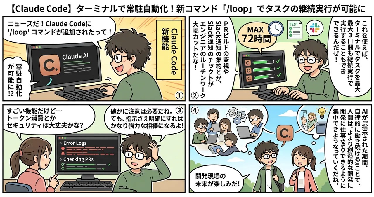 【Claude Code】ターミナルで常駐自動化！新コマンド「/loop」でタスクの継続実行が可能に
