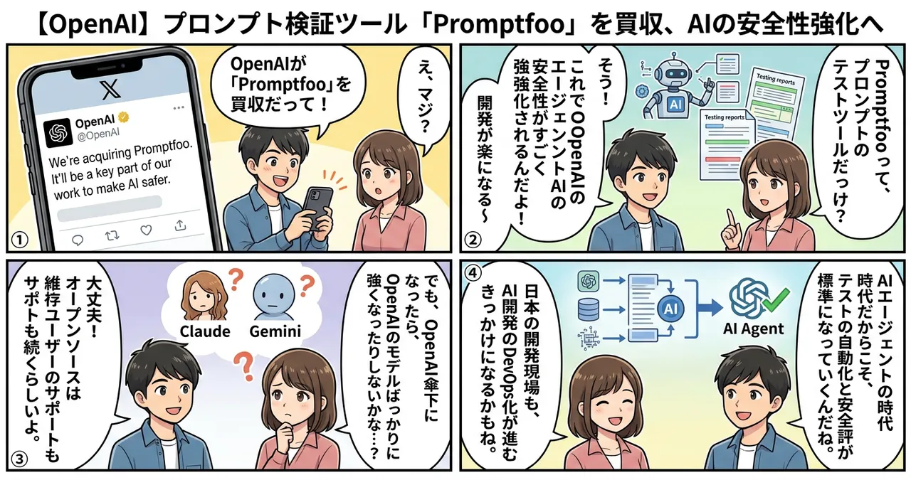 【OpenAI】プロンプト検証ツール「Promptfoo」を買収、AIの安全性強化へ